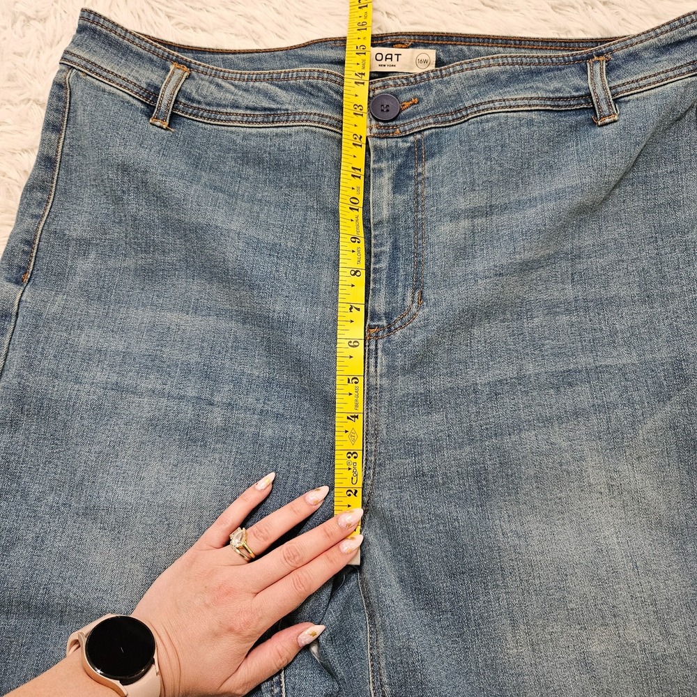 NWOT OAT‎ NY Women's Sz 16W Med Wash High Rise Wide Leg Cropped Jeans - Picture 8 of 12